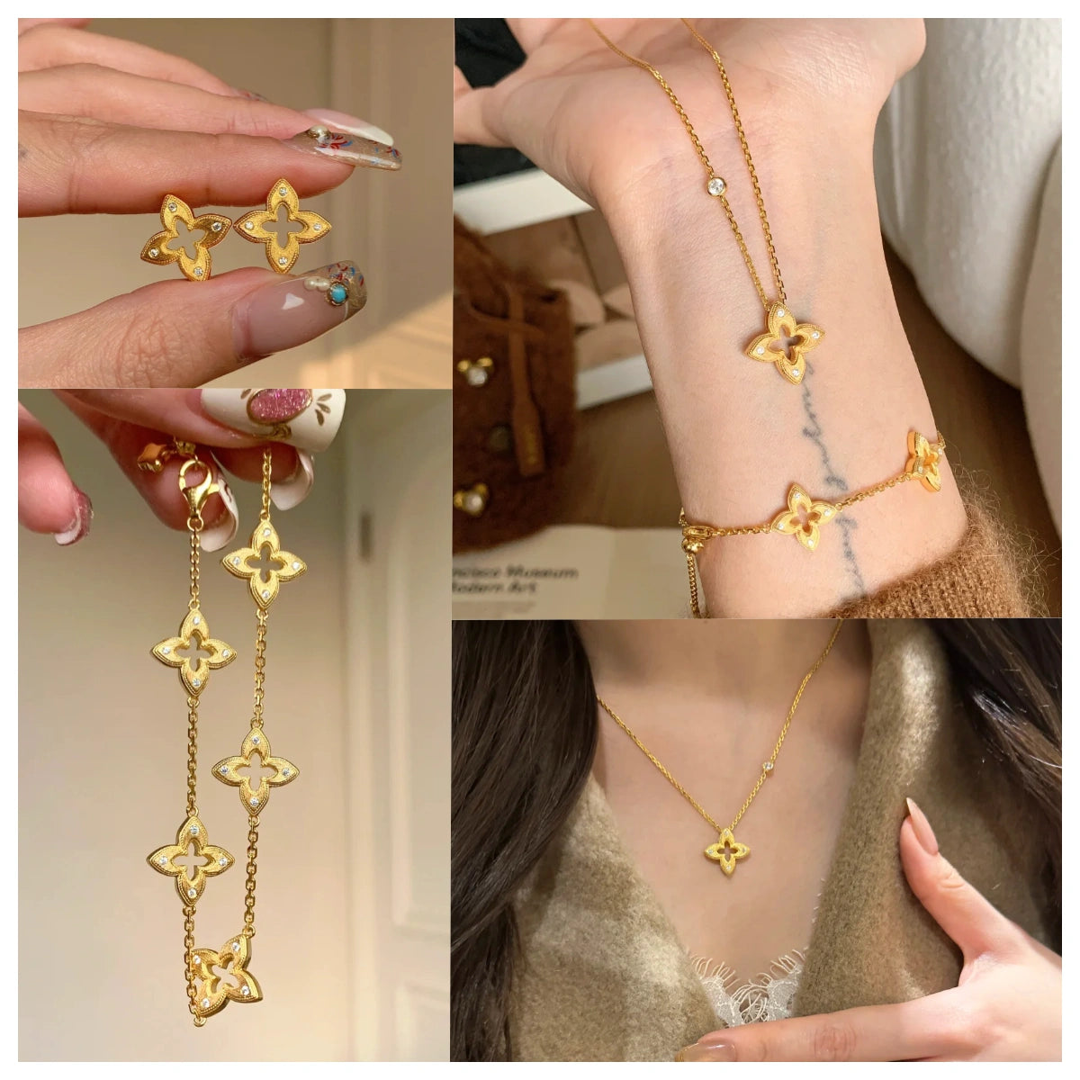 LunaBloom Openwork Refined Jewelry Set