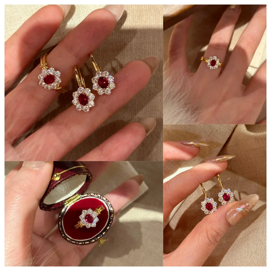 LunaGlow Ruby Jewelry Set