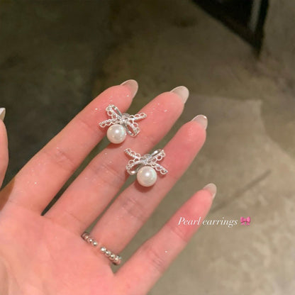 LunaBow Dainty Pearl Stud Earrings