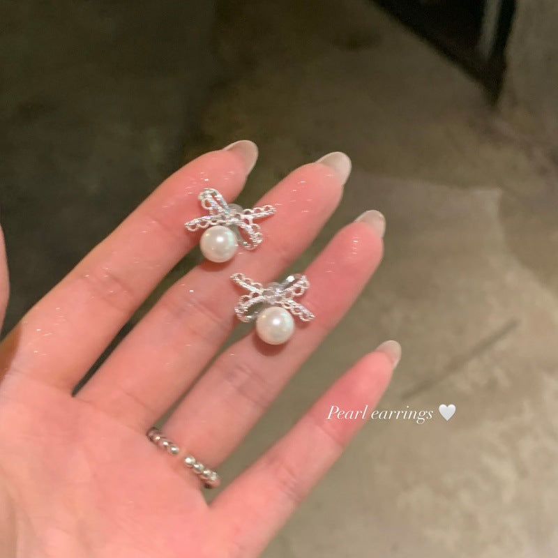 LunaBow Dainty Pearl Stud Earrings