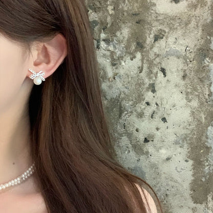 LunaBow Dainty Pearl Stud Earrings